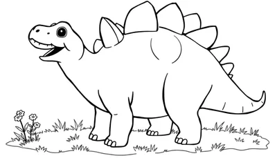 Un Estegosaurio de dibujos animados con placas para colorear.