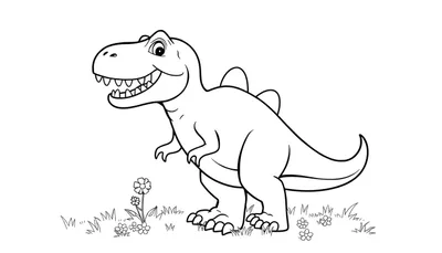 Placa de color de un Tiranosaurio Rex amigable saludando.