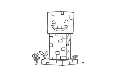 Un Creeper de Minecraft sonriente, listo para colorear en una placa de color.