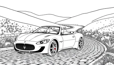Placa de coche de un Maserati descapotable para colorear.