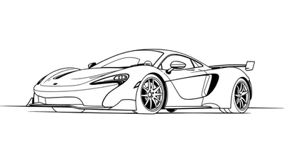 Un coche de carreras McLaren para colorear con la placa de color lista para la pista.