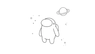 Un astronauta de Among Us flotando en el espacio, listo para añadir color a su placa.