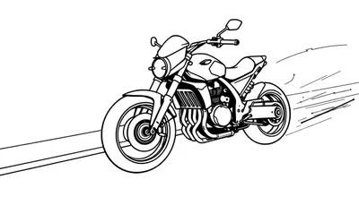 Una moto de carreras lista para ser pintada, con líneas para colorear.