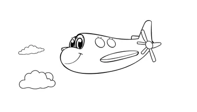 Un avión sonriente listo para ser coloreado en esta placa de color.