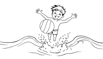 Niño salpicando agua en una placa de color.