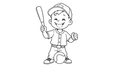 Una placa de color de un niño sonriente jugando al béisbol.