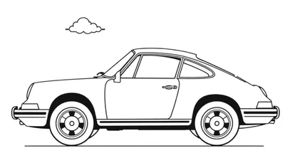 Un coche deportivo de color para colorear, con la placa de color visible.