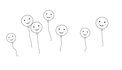 Página para colorear de globos sonrientes en blanco y negro