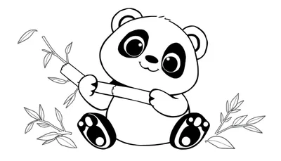 Placa de color de un panda lindo sentado comiendo bambú