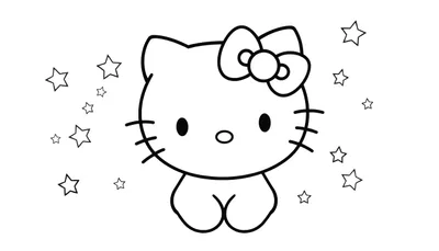 Placa de color de Hello Kitty sonriendo con estrellas.