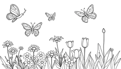 Placa de color de mariposas volando sobre flores.