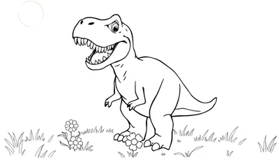 Un Tiranosaurio Rex listo para colorear en una placa de color.