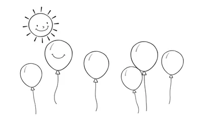 Placa de color de un sol sonriente y globos