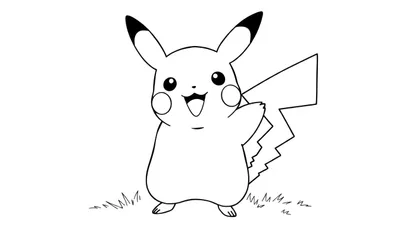 Placa de color de Pikachu sonriente listo para colorear.