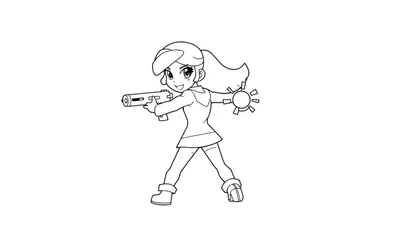 Placa de color de Shelly de Brawl Stars disparando su súper, lista para colorear.