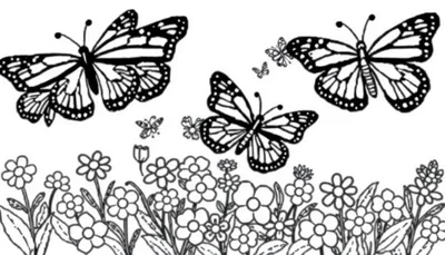 Placa de color con mariposas y flores.
