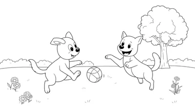Placa de color de Bluey y Bingo jugando a la pelota en el parque.