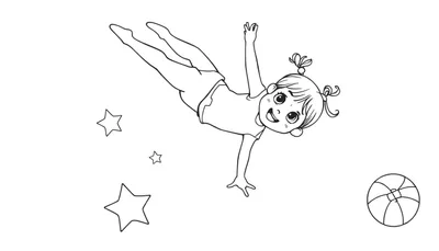Placa de color de una niña sonriendo mientras flota con estrellas y una pelota de playa.