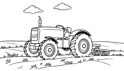 Placa de color de un tractor amigable en un campo.