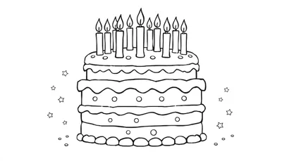 Placa de color de pastel de cumpleaños para colorear