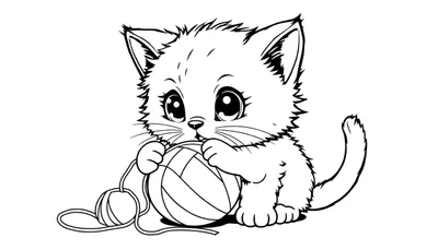 Un gatito lindo para colorear con una placa de color de lana.