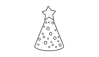 Una placa de color de un gorro de fiesta con círculos y una estrella.