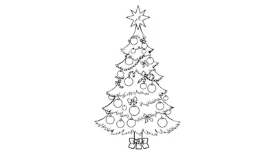 Un árbol de Navidad para colorear, listo para recibir su placa de color.