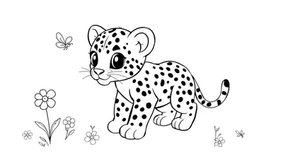 Un cachorro de leopardo juguetón en una placa de color lista para pintar.