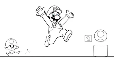 Placa de color de Mario saltando con un champiñón y un bloque con el número 2.