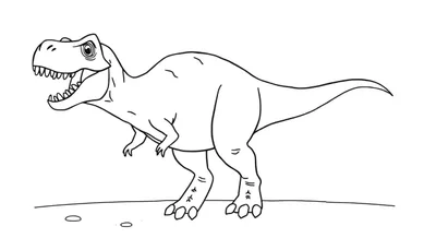 Placa de color de un dinosaurio T-Rex amigable para colorear.