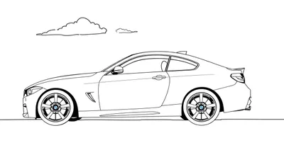Un coche deportivo BMW listo para colorear, una placa de color para dar vida a la imaginación.