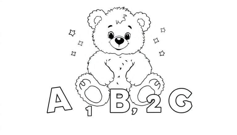 Oso de peluche aprendiendo con placa de color.