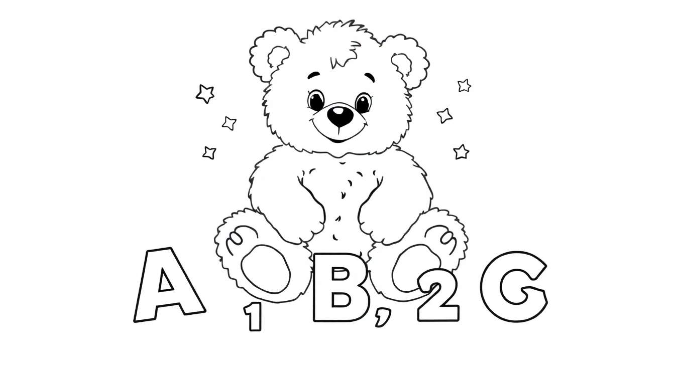 Oso de peluche aprendiendo con placa de color.