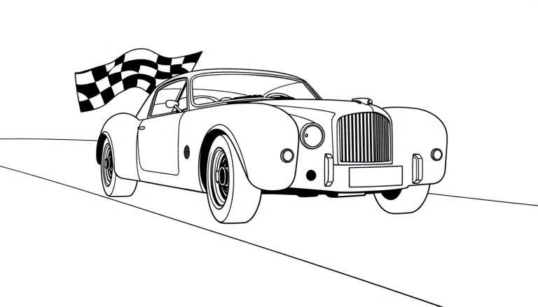 Bentley el auto de carreras, listo para colorear. Acelera tu imaginación con esta placa de color.