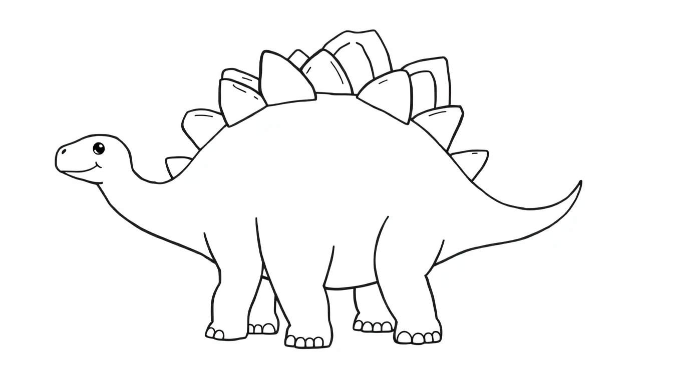 Un estegosaurio amigable para colorear con grandes placas a lo largo de su espalda.