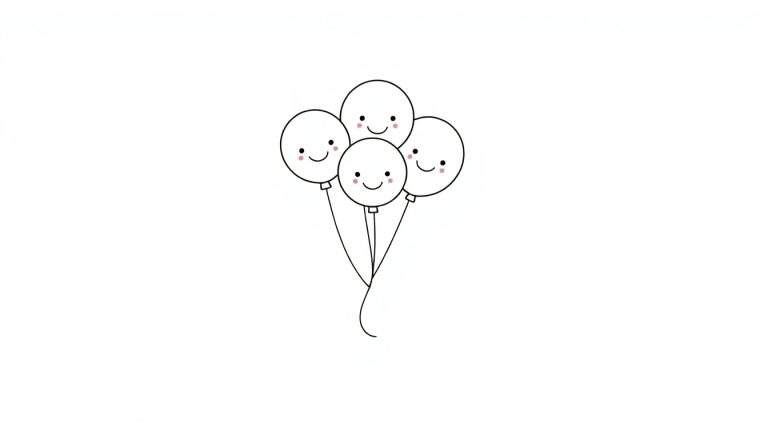Placa de color de globos blancos sonrientes.