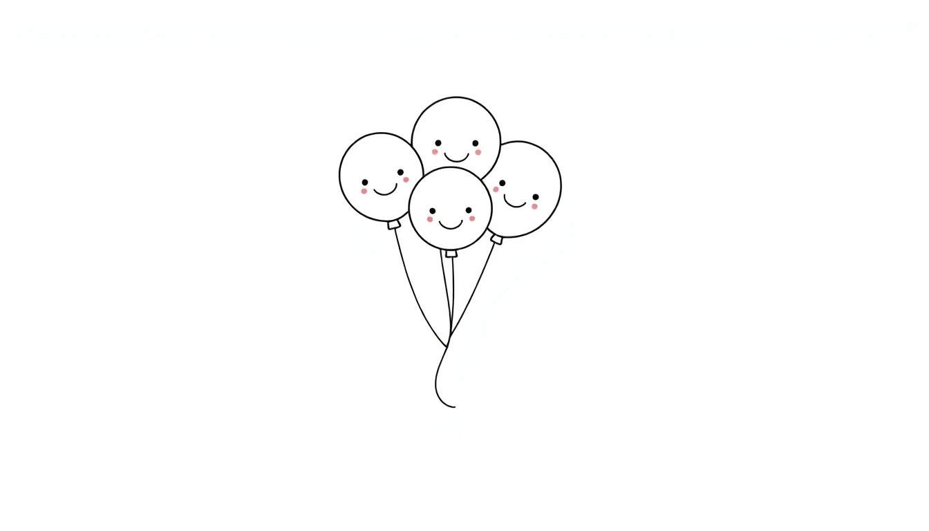 Placa de color de globos blancos sonrientes.