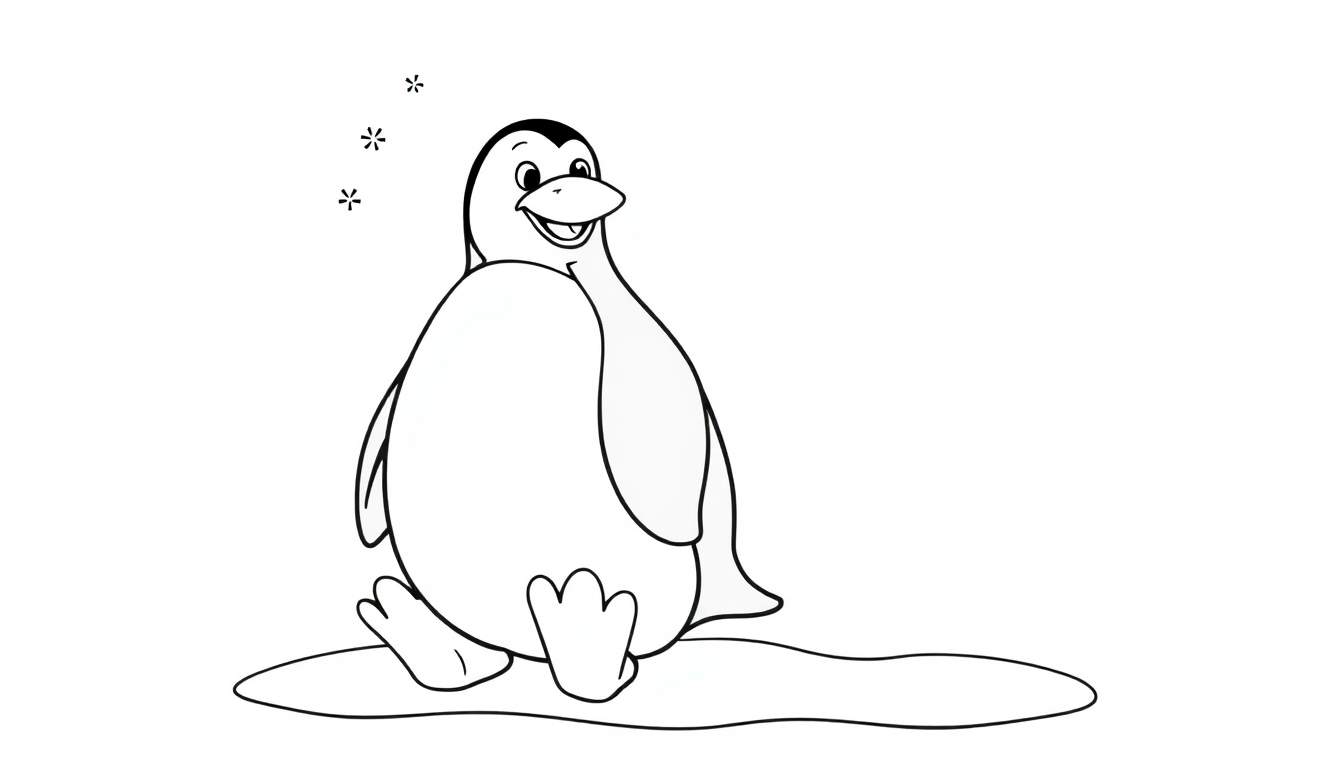 Pingüino de dibujos animados para colorear en una placa de color.