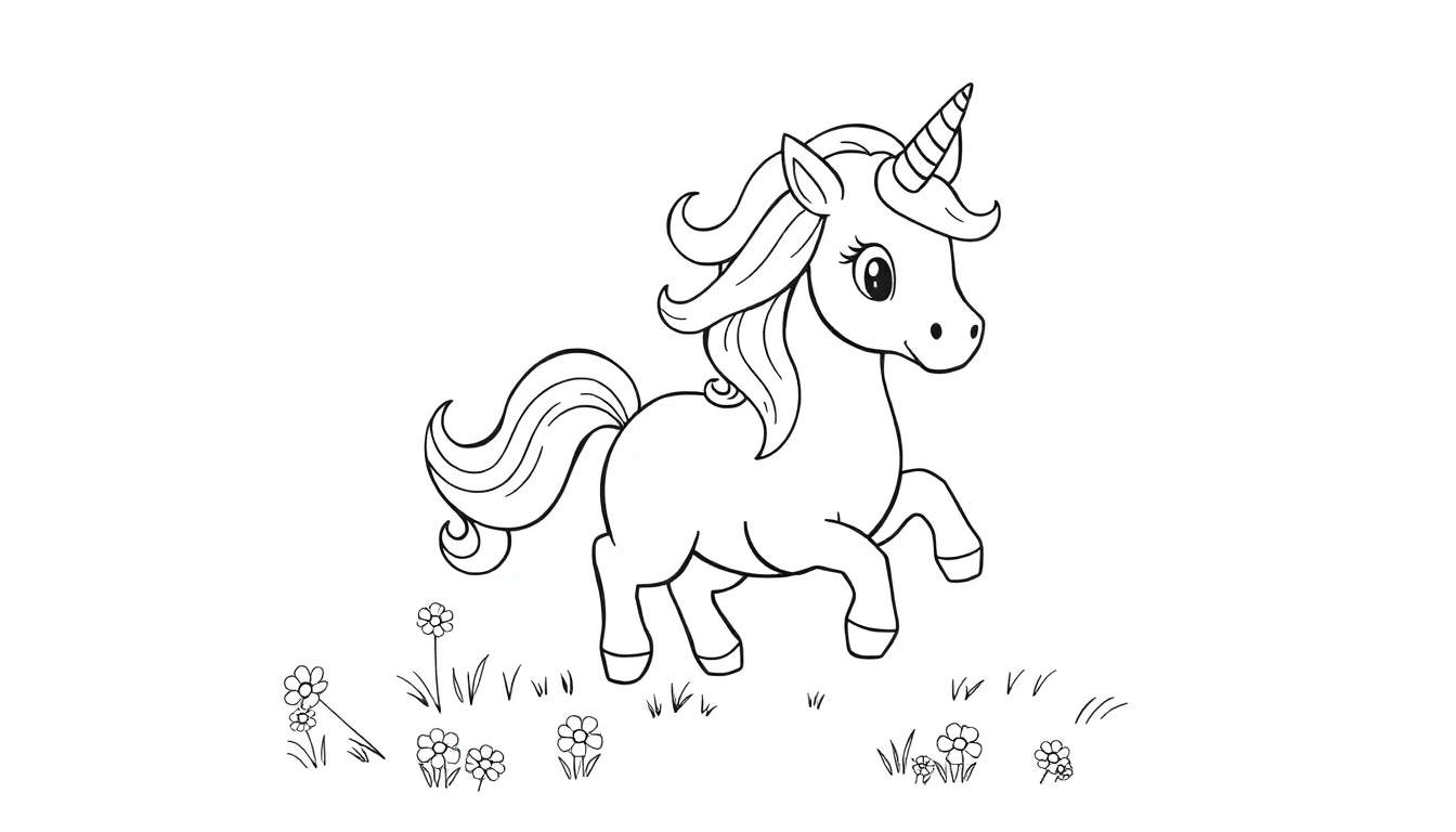 Unicornio encantador en una placa de color listo para ser pintado.