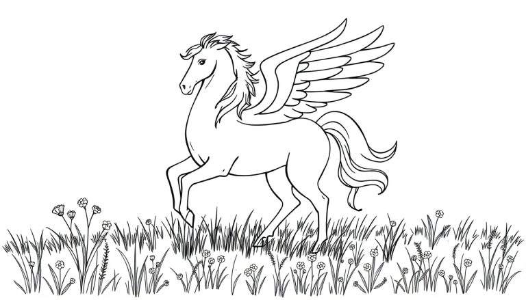 Placa de color de un Pegaso corriendo