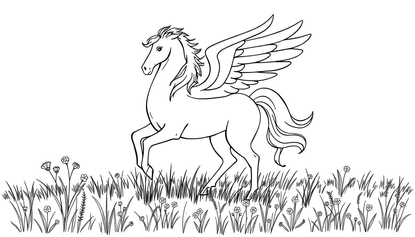 Placa de color de un Pegaso corriendo