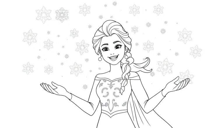 Placa de color de Elsa creando copos de nieve