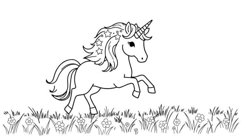 Unicornio para colorear, placa de color