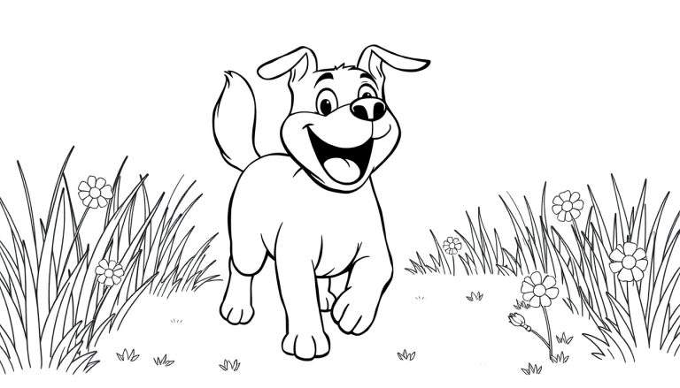 Bentley el perro feliz listo para colorear en esta placa de color.