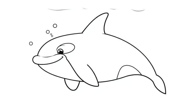Orca sonriente para colorear, diseño de placa de color