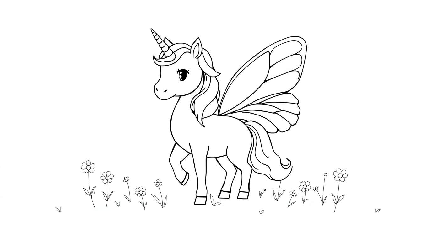 Placa de color de un unicornio alado.