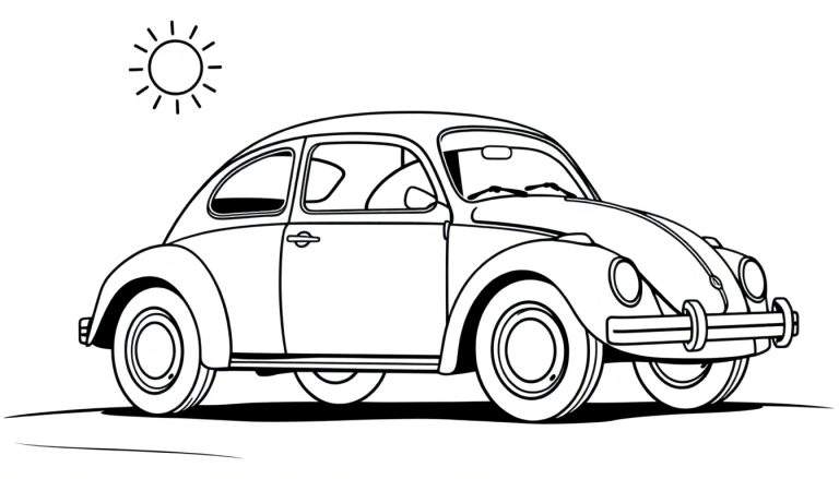 Placa de color de un Volkswagen Beetle clásico bajo el sol.