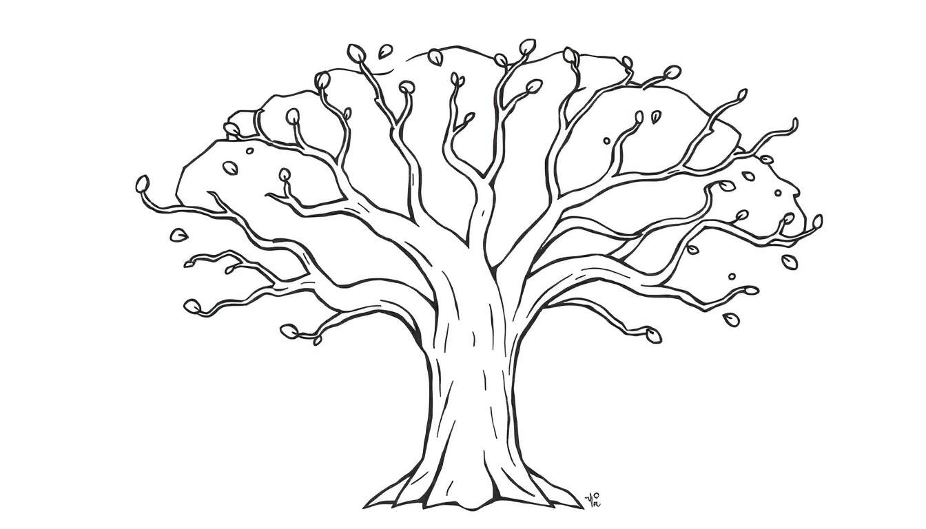 Placa de color de un árbol amigable con ramas para explorar.