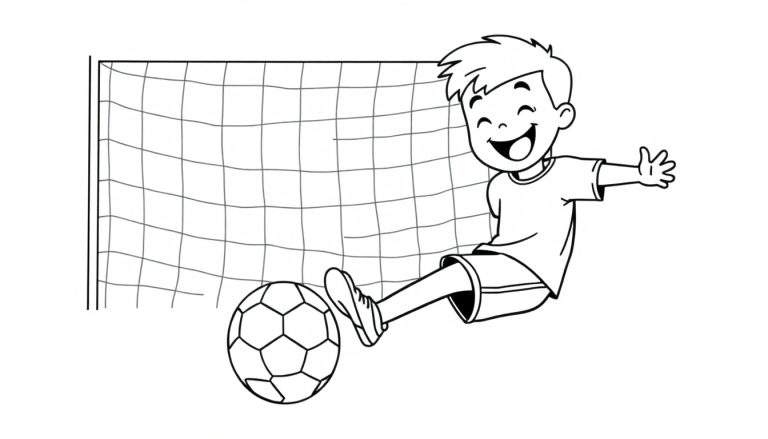 Placa de color de un niño jugando al fútbol.