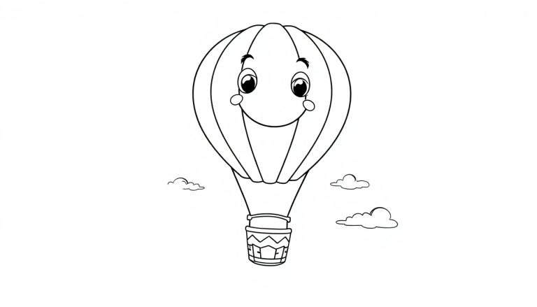 Un globo aerostático sonriente listo para ser pintado en una placa de color.